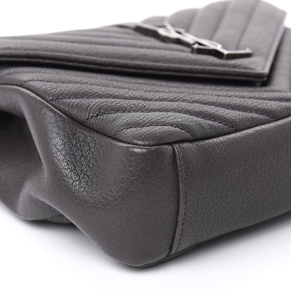 Saint Laurent Sheepskin Matelasse Chevron Monogram Medium College Bag Light Coal 7 of 12