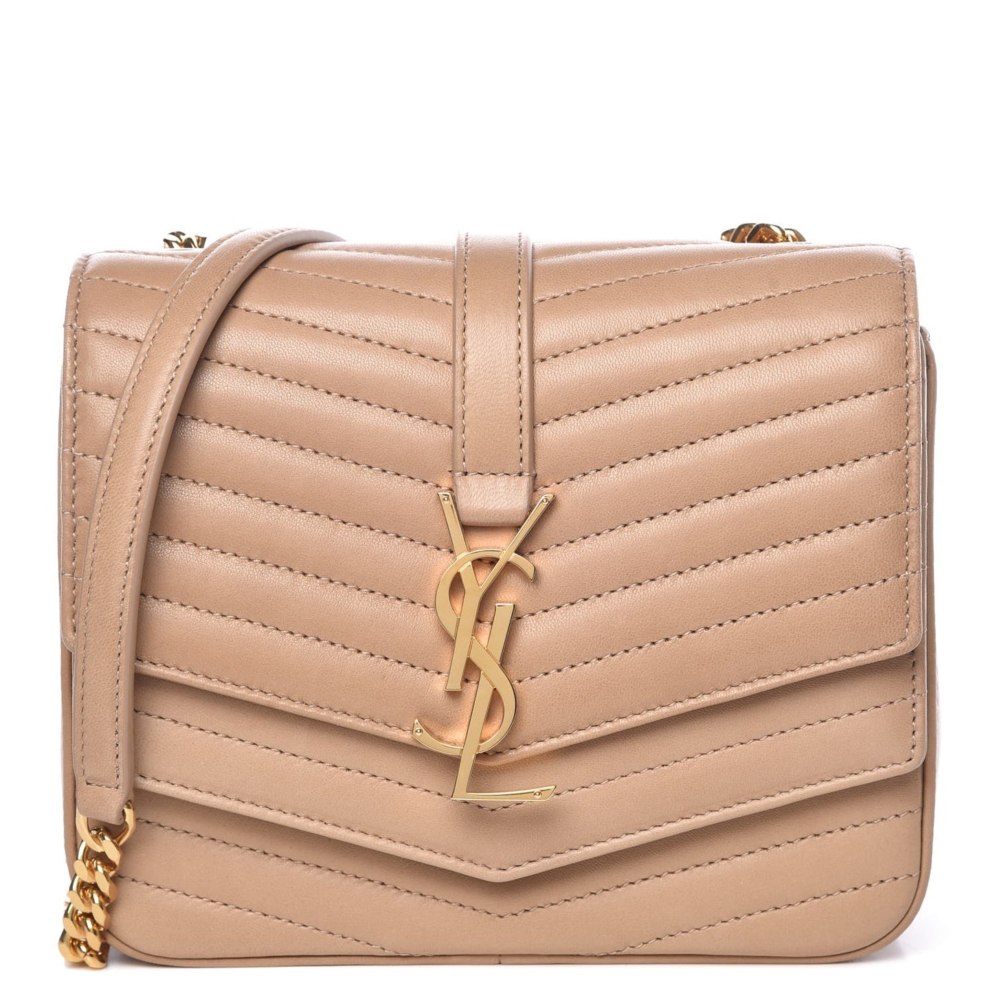 Lambskin Matelasse Chevron Monogram Small Sulpice Bag Sable Beige