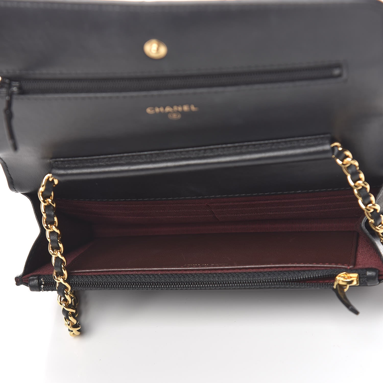 Chanel Lambskin Quilted Wallet On Chain WOC Black 5 of 12