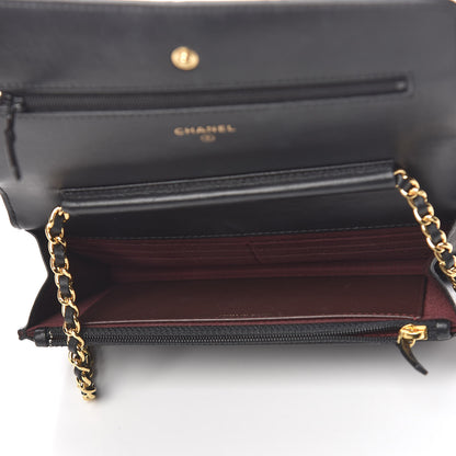 Chanel Lambskin Quilted Wallet On Chain WOC Black 5 of 12