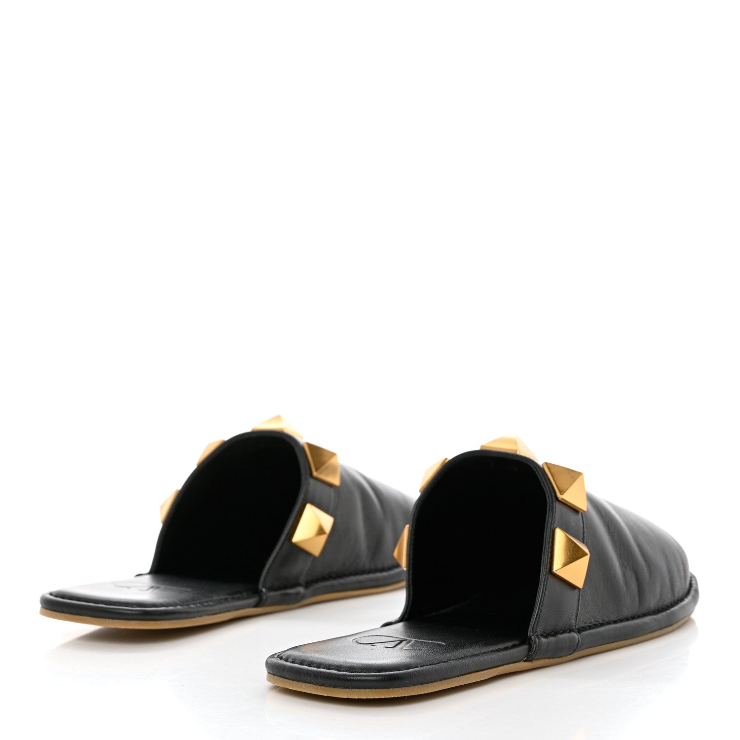 Valentino Garavani Nappa Roman Stud Flat Slippers 37.5 Black 4 of 10