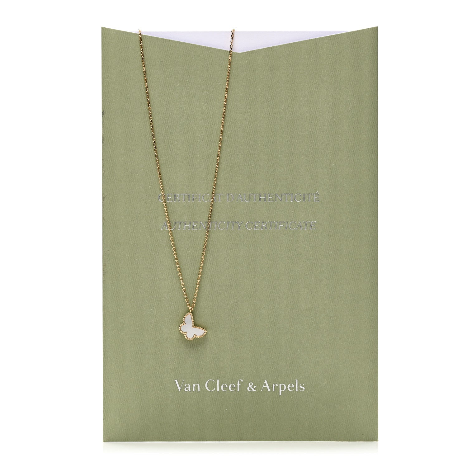 Van Cleef & Arpels 18K Yellow Gold Mother of Pearl Sweet Alhambra Butterfly Pendant Necklace 6 of 6