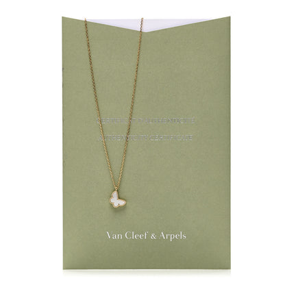 Van Cleef & Arpels 18K Yellow Gold Mother of Pearl Sweet Alhambra Butterfly Pendant Necklace 6 of 6