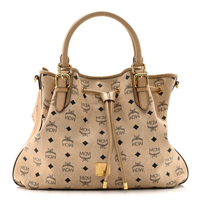 MCM Visetos Medium Drawstring Shopper Beige 1 of 9