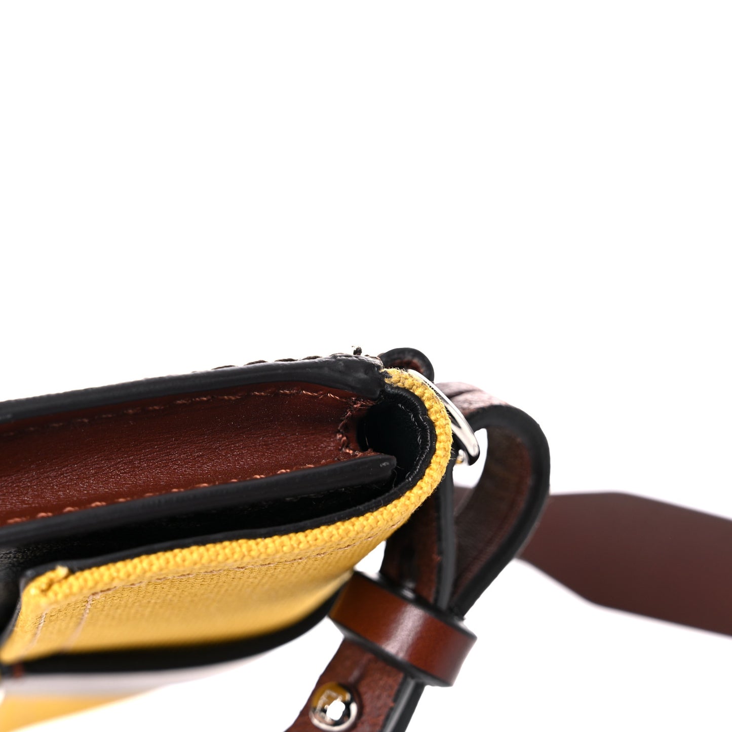 Glazed Fabric Cotton Vitello King Aura FF 1974 Baguette Belt Pouch Tobacco Moro Mimosa Gianda