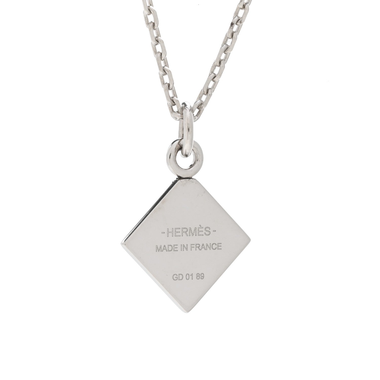 Hermes Palladium Plated Medor Folk Pendant Necklace Black 4 of 5