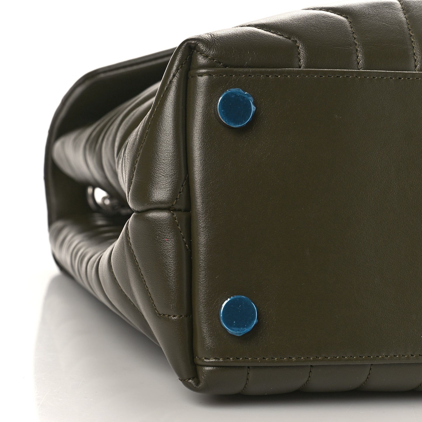 Calfskin Y Quilted Monogram Large Loulou Chain Satchel Kaki Fonce