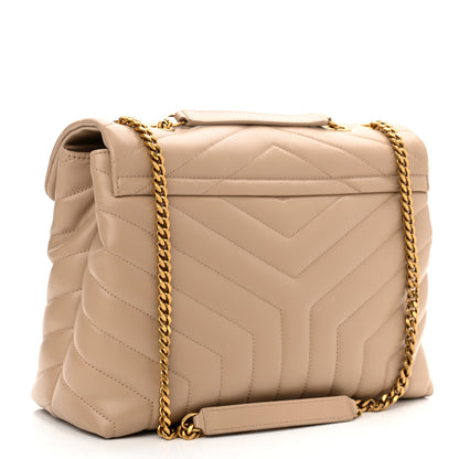 Saint Laurent Calfskin Y Quilted Monogram Medium Loulou Chain Satchel Dark Beige 3 of 11