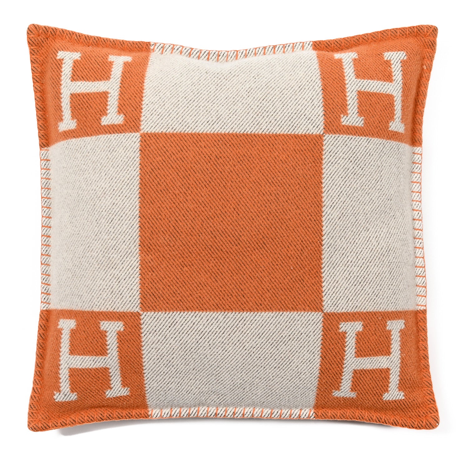 Hermes Wool Cashmere Avalon Pillow PM Ecru Potiron 1 of 3