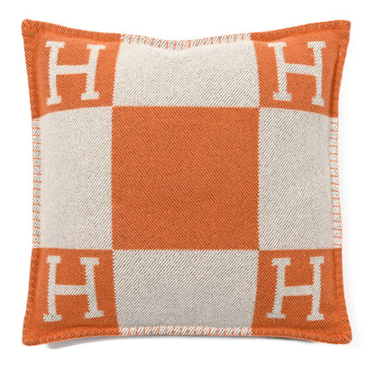 Hermes Wool Cashmere Avalon Pillow PM Ecru Potiron 1 of 3