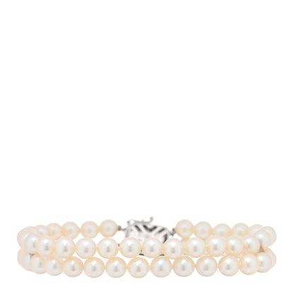 Mikimoto 18K White Gold Akoya Pearl 5.5-6mm Double Strand Bracelet 1 of 4