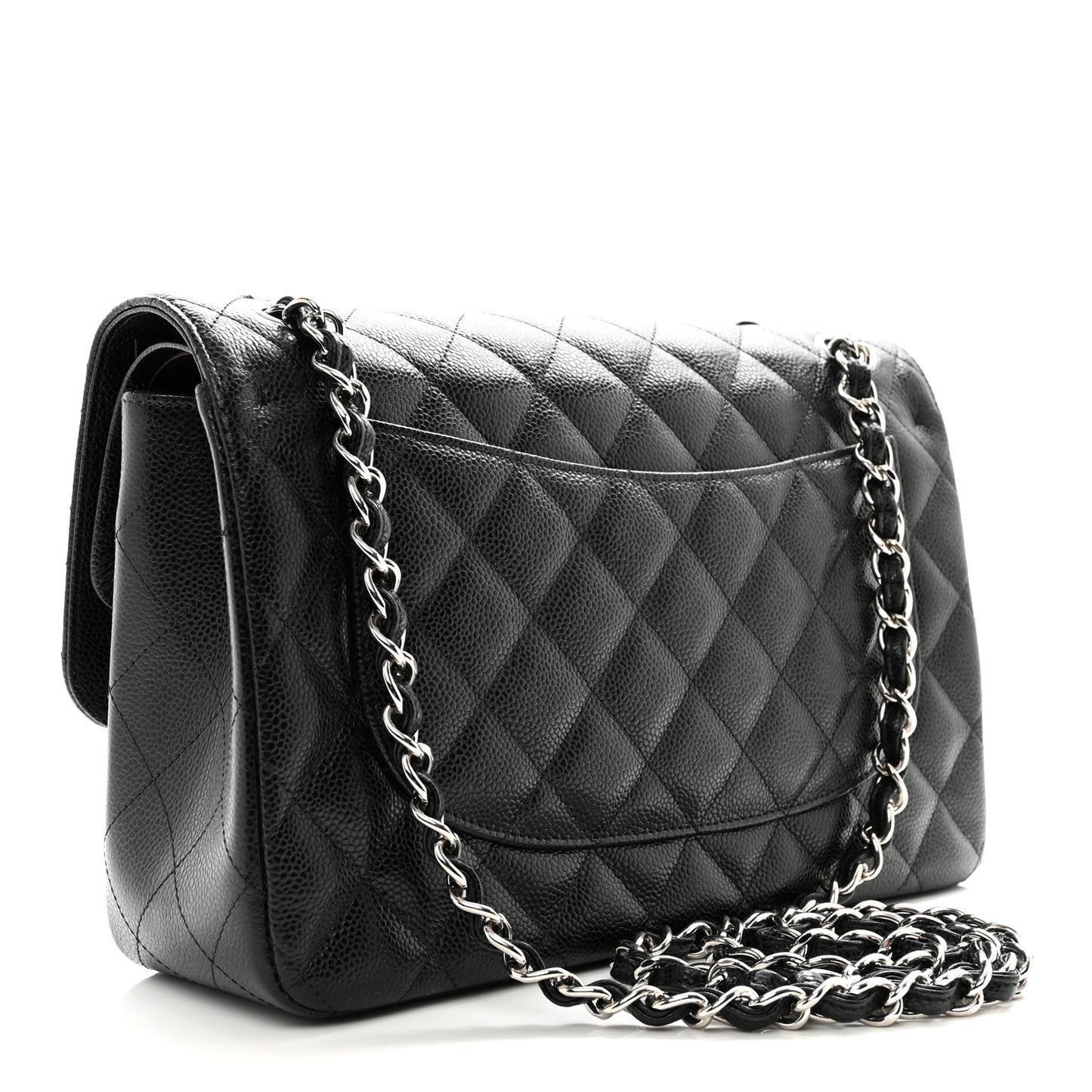Caviar Quilted Jumbo Double Flap Black