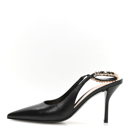 Gucci Malaga Kid 85mm Slingback Pumps 38.5 Black 1 of 9