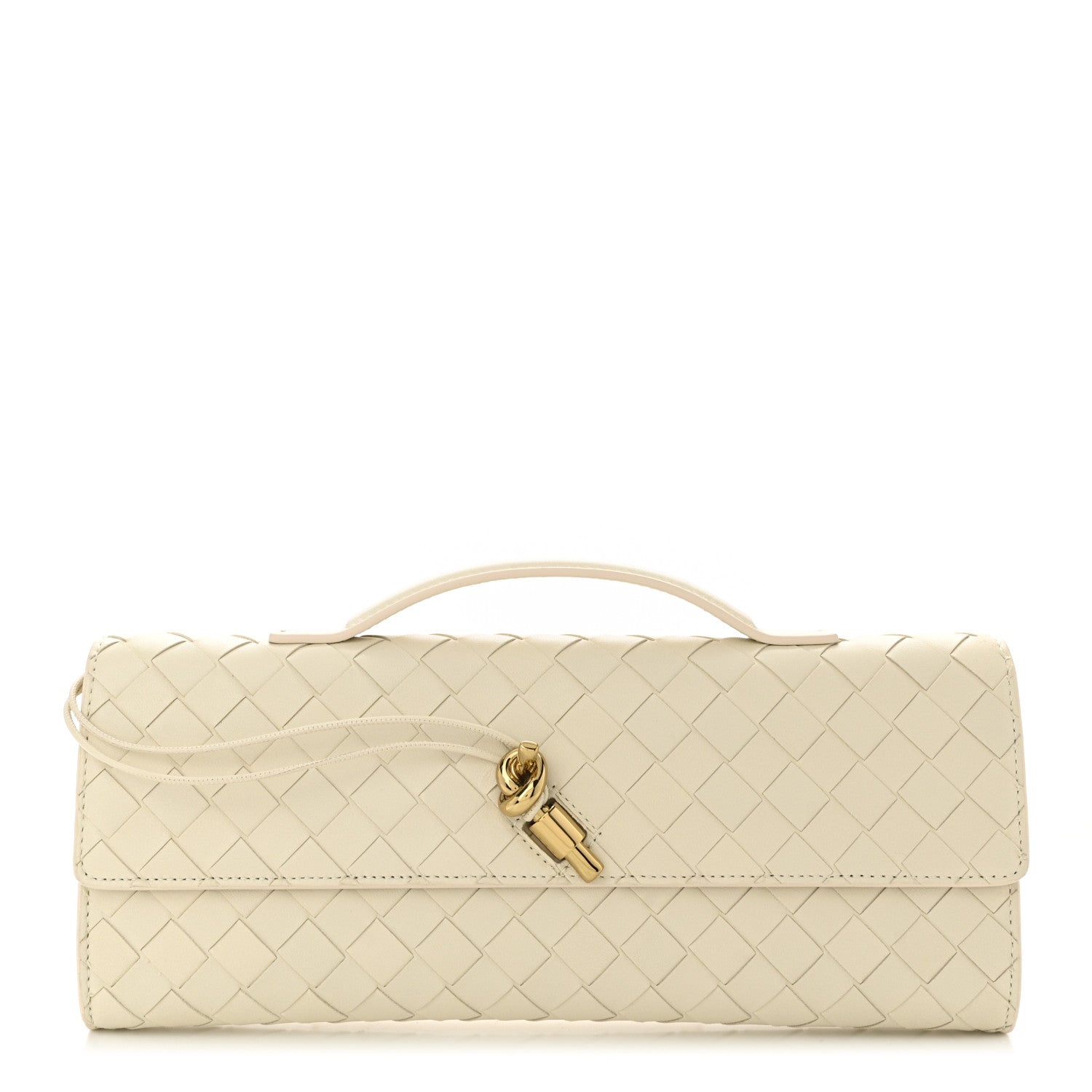 Bottega Veneta Nappa Intrecciato Long Andiamo Top Handle Clutch Sea Salt 1 of 9