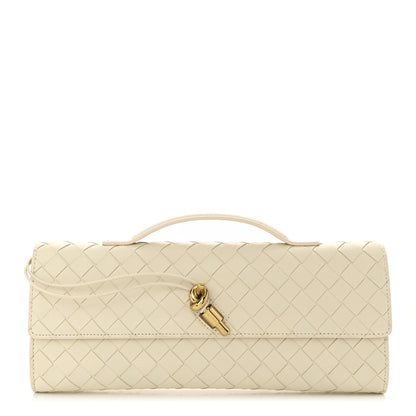 Bottega Veneta Nappa Intrecciato Long Andiamo Top Handle Clutch Sea Salt 1 of 9