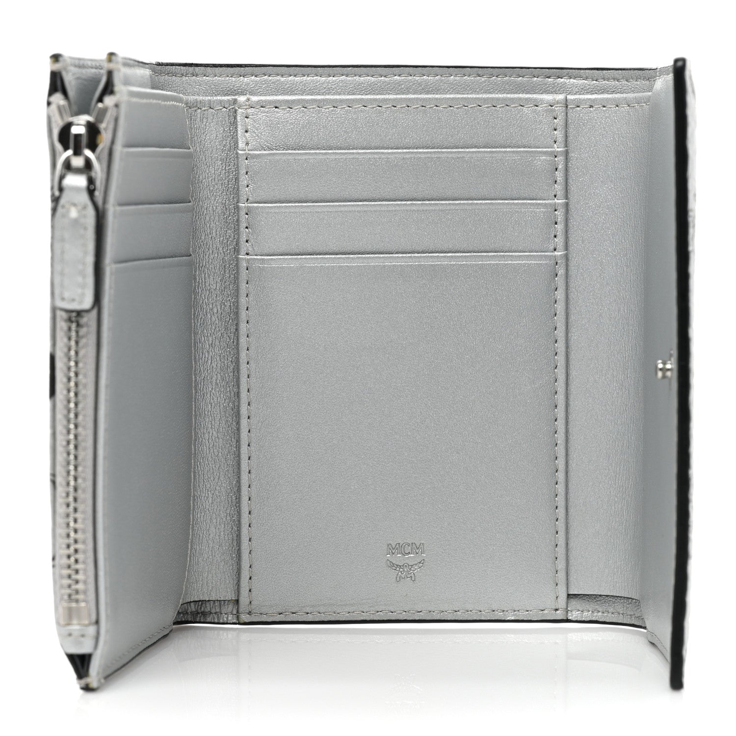 MCM Metallic Visetos Trifold Wallet Silver 5 of 11