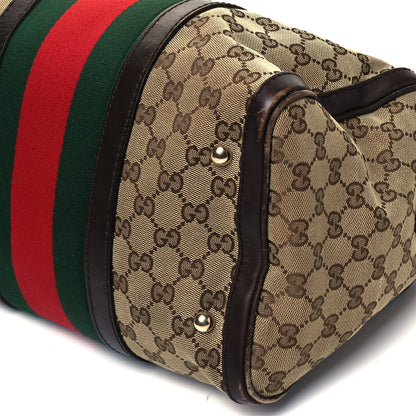 Gucci Monogram Vintage Web Medium Boston Dark Brown 10 of 10
