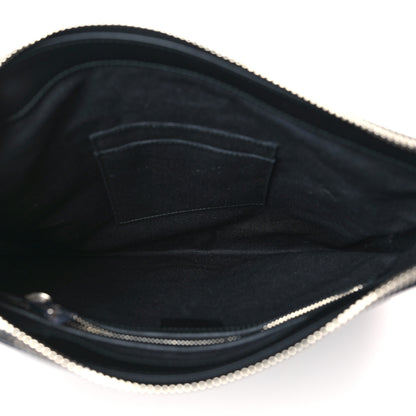 Gucci GG Supreme Monogram Appia Calfskin Web Flat Messenger Bag Black Grey 5 of 9