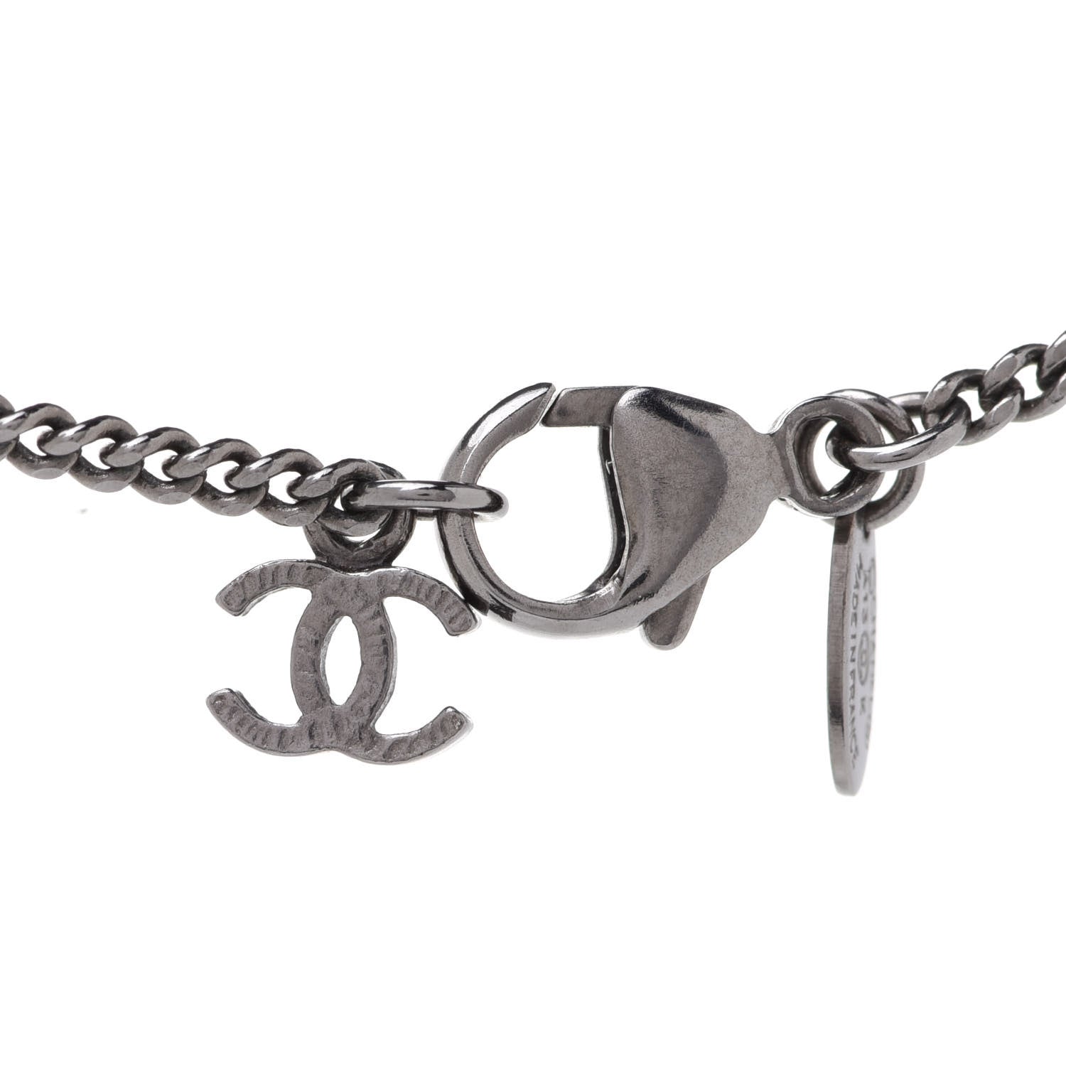 Chanel Crystal CC Necklace Silver 6 of 7