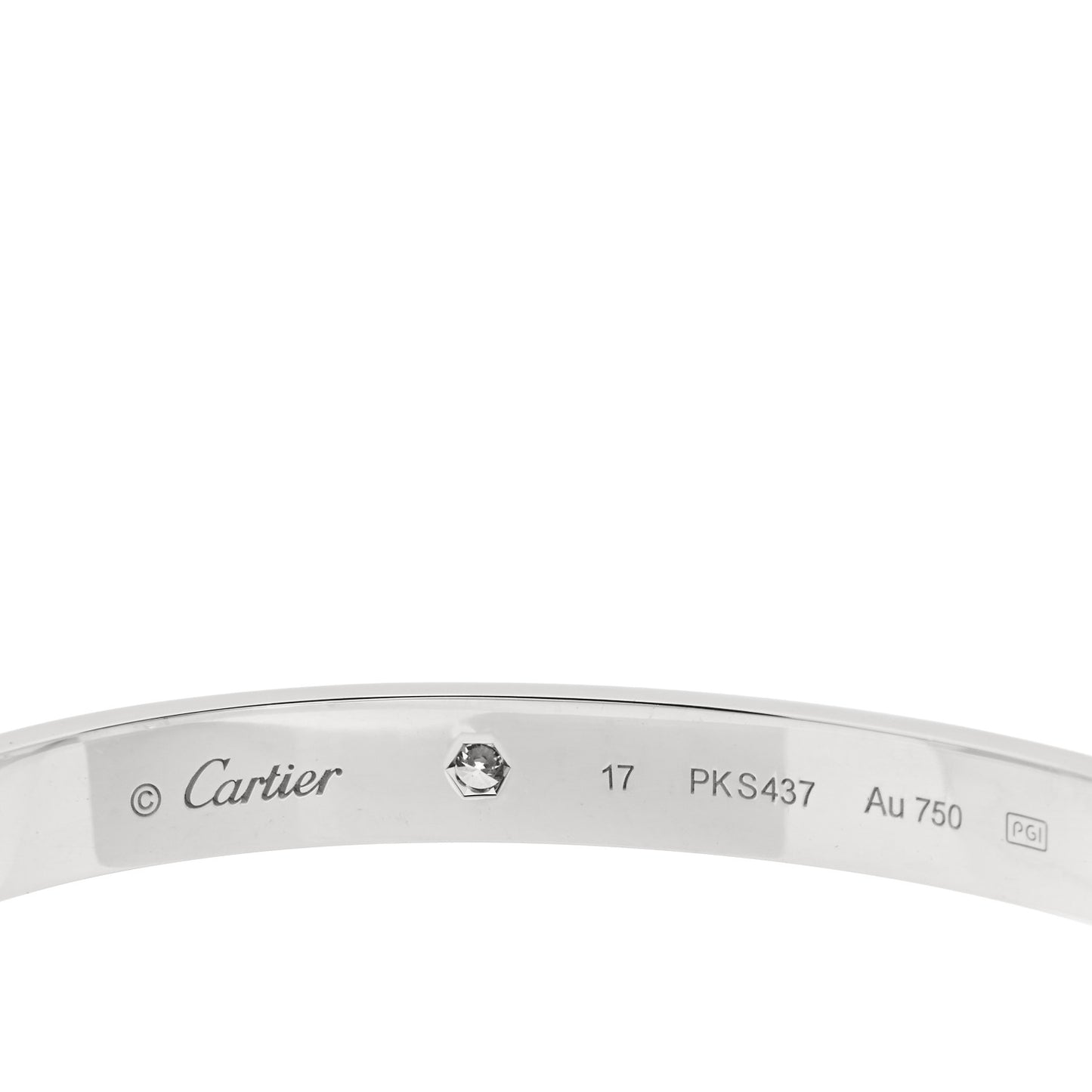 18K White Gold 4 Diamond LOVE Bracelet 17