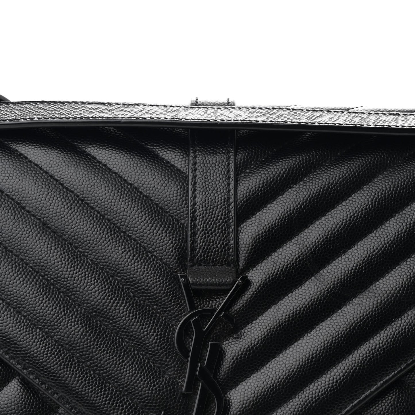 Grain De Poudre Textured Mixed Matelasse Large Triquilt Monogram Monochrome Satchel Black