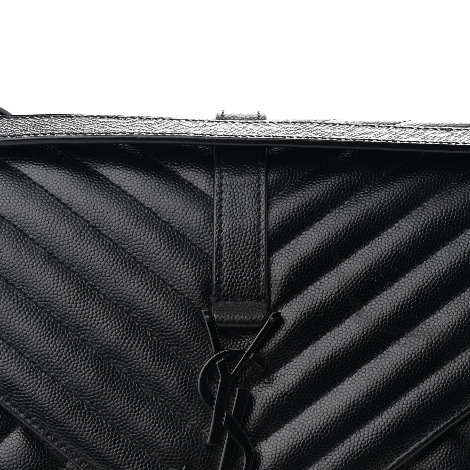 Saint Laurent Grain De Poudre Textured Mixed Matelasse Large Triquilt Monogram Monochrome Satchel Black 8 of 11