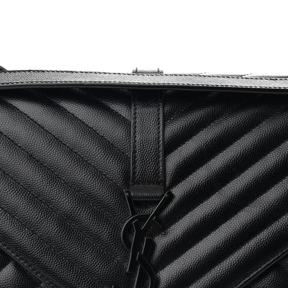 Saint Laurent Grain De Poudre Textured Mixed Matelasse Large Triquilt Monogram Monochrome Satchel Black 8 of 11