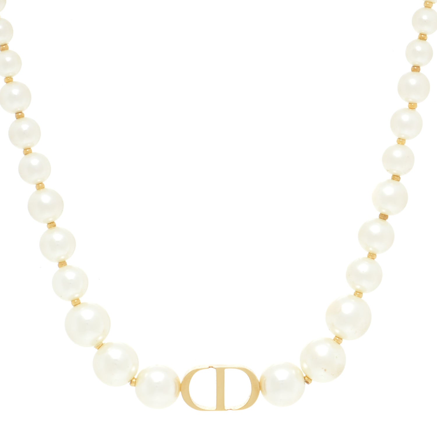 Christian Dior Pearl 30 Montaigne Choker Necklace Gold 1 of 4