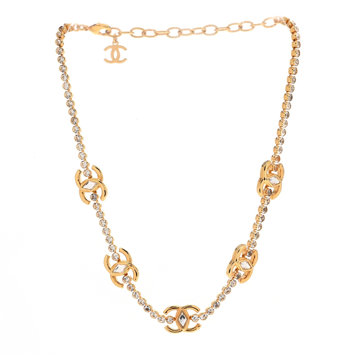 Metal Crystal CC Marquise Choker Gold