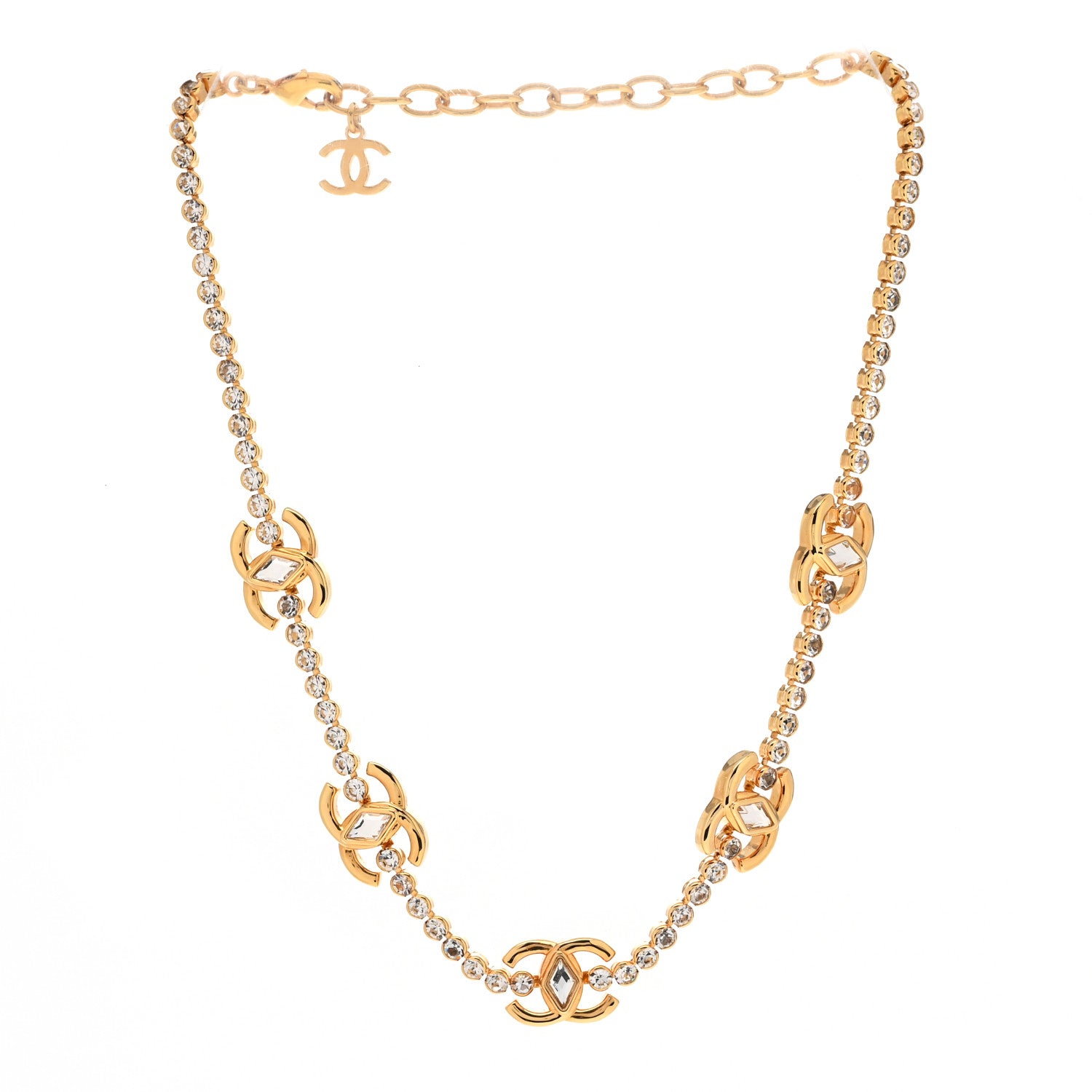 Chanel Metal Crystal CC Marquise Choker Gold 3 of 6