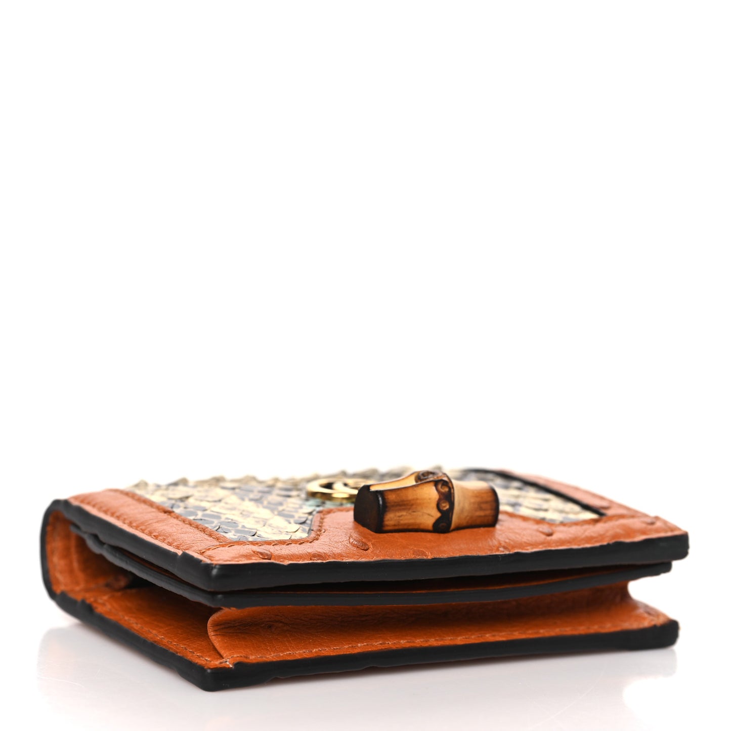 Snakeskin Ostrich Diana Card Case Butter Ivory Paradise Cloud Natural Gold