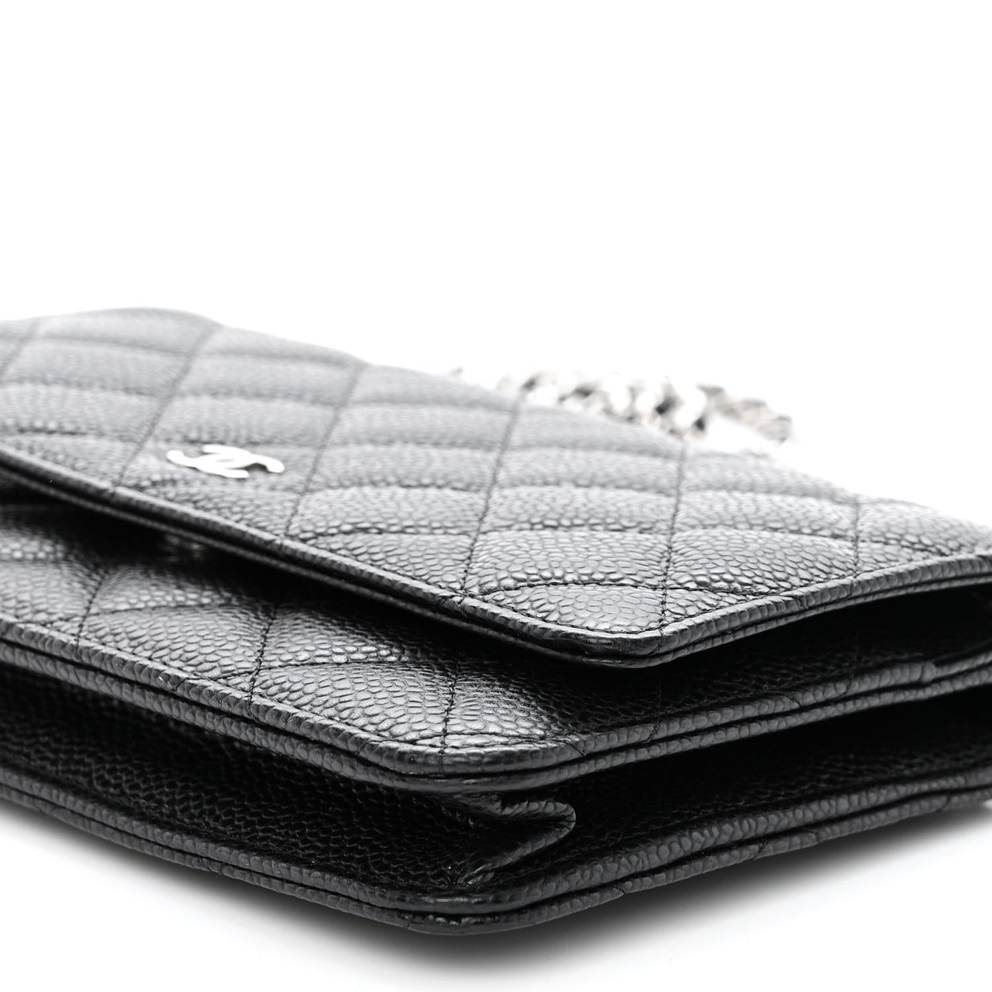 Caviar Quilted Wallet on Chain WOC Black