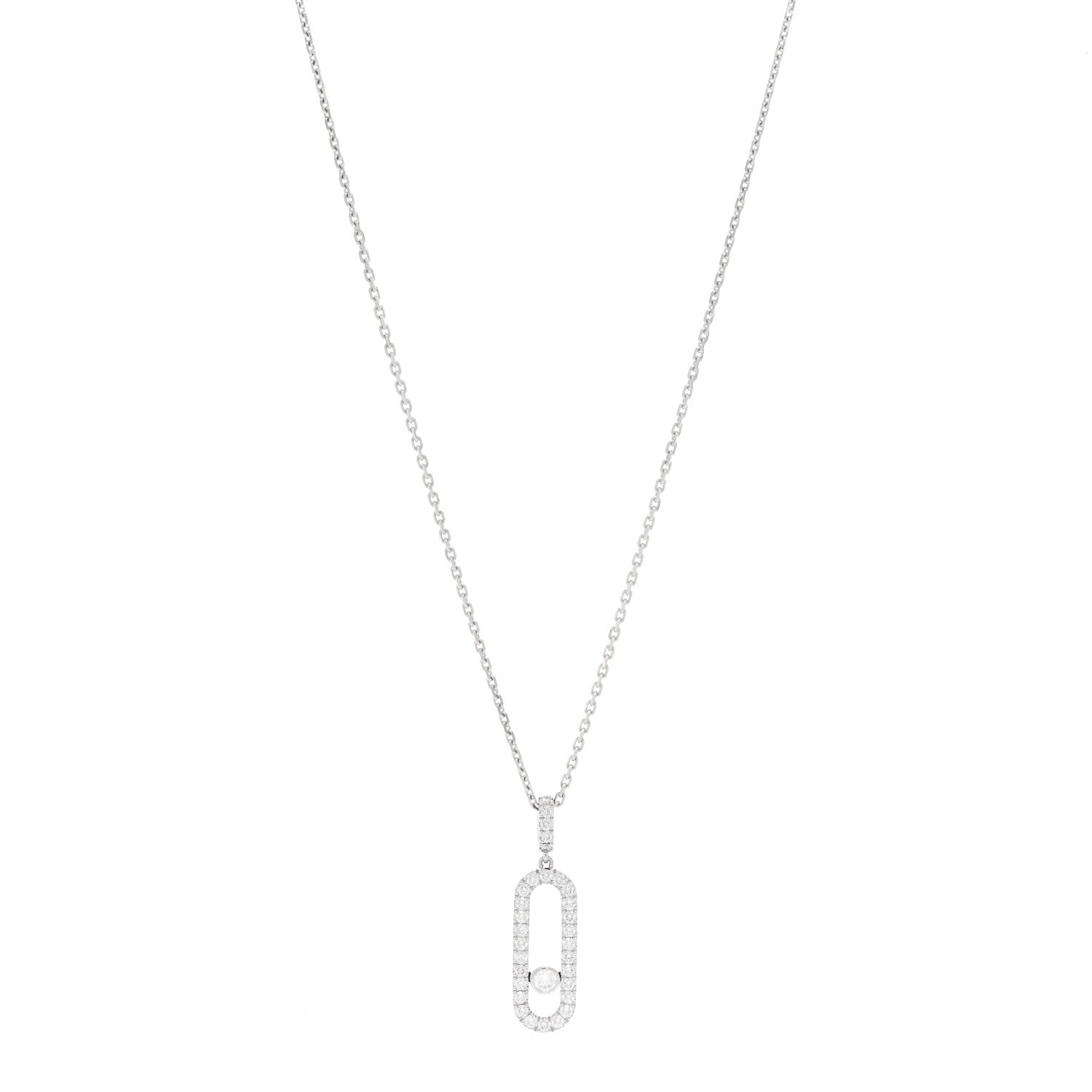 Messika 18K White Gold Diamond LM Move Uno Pave Pendant Necklace 1 of 5