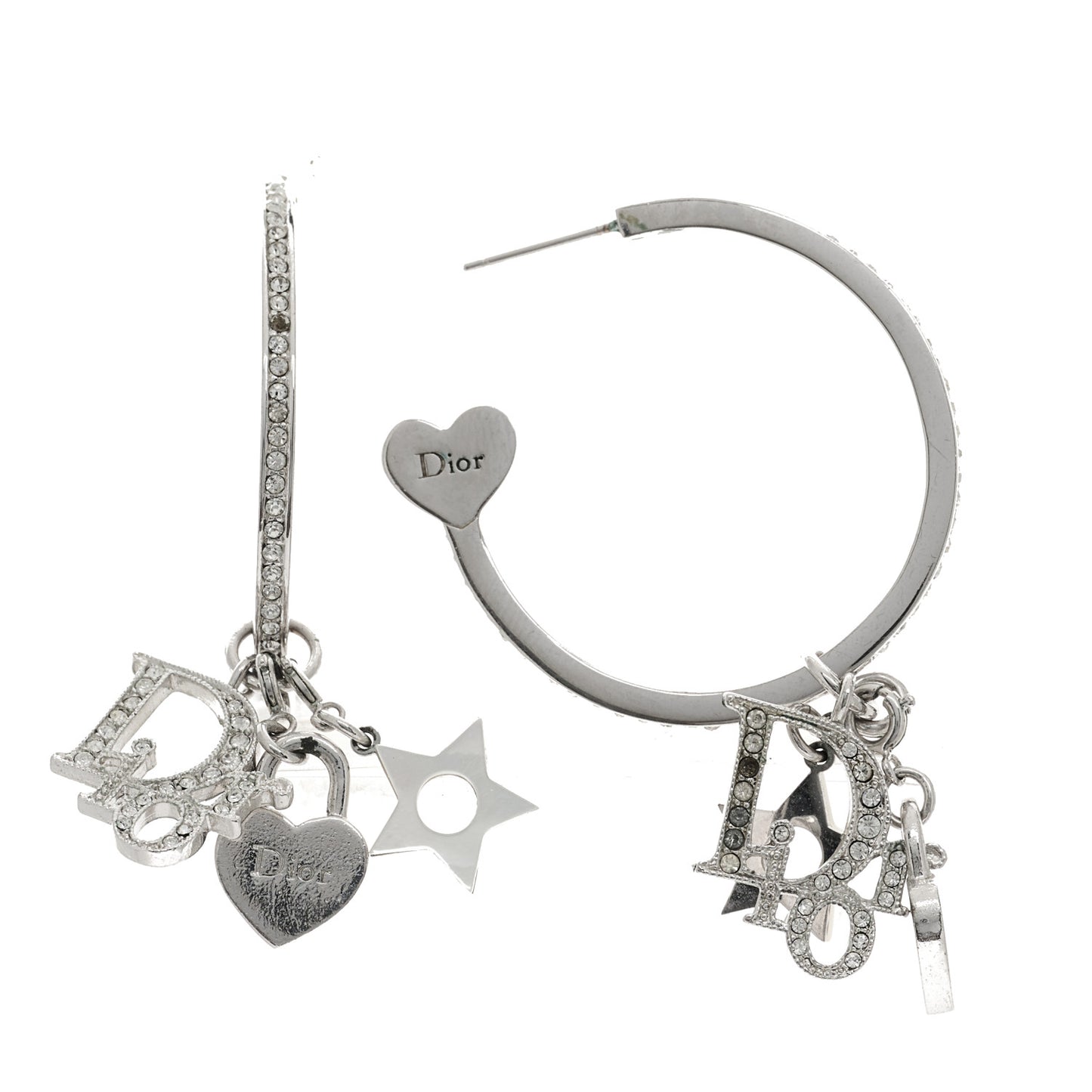 Crystal Hoop Earrings Silver