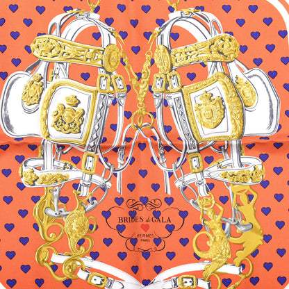 Hermes Silk Brides De Gala Love Pocket Square Orange Marine White 2 of 4