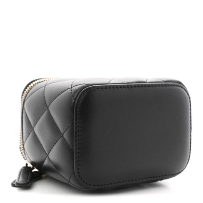 Chanel Lambskin Quilted Mini Pearl Crush Vanity Case With Chain Black 4 of 12