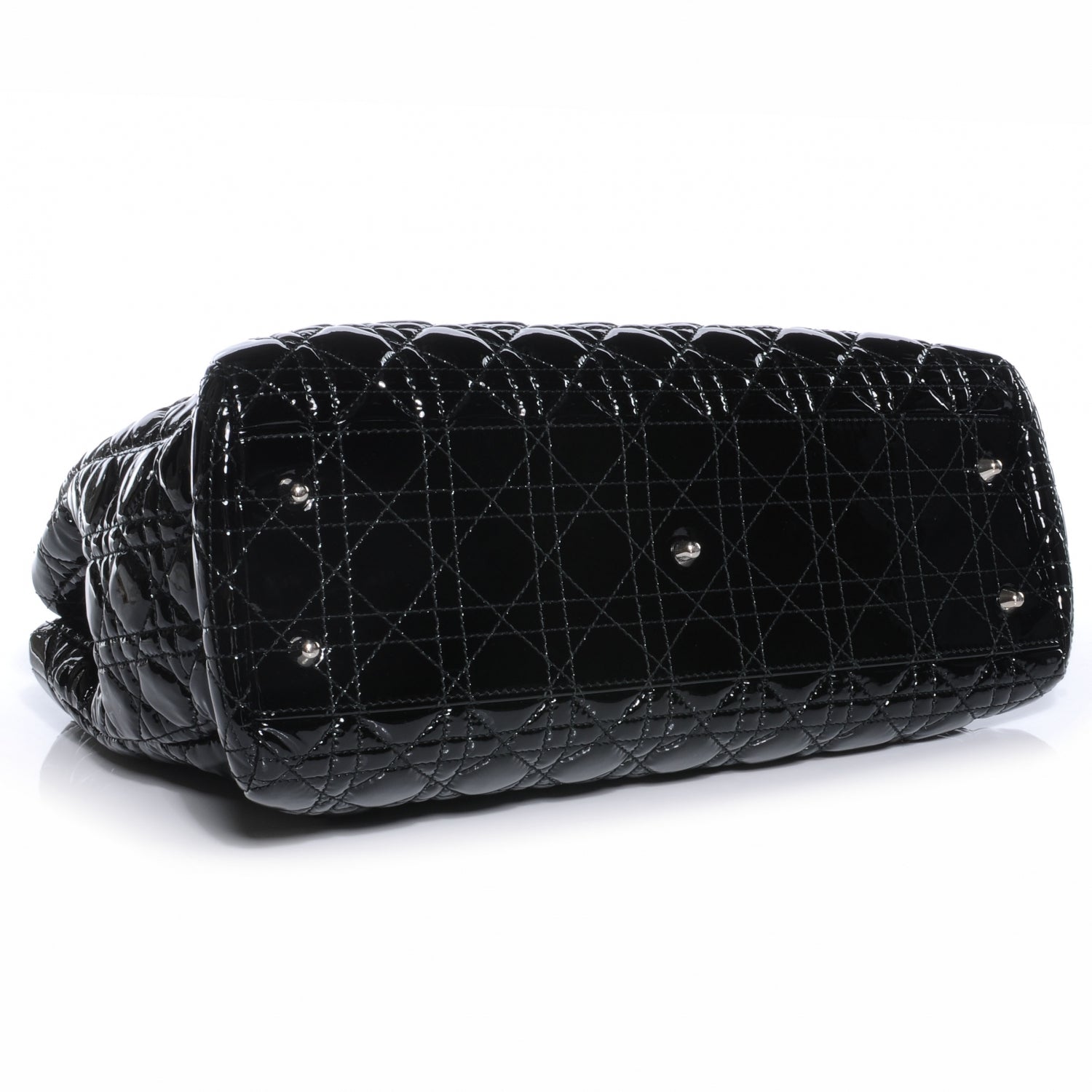 Christian Dior Patent Cannage Dior Soft Shopping Tote Black 4 of 7