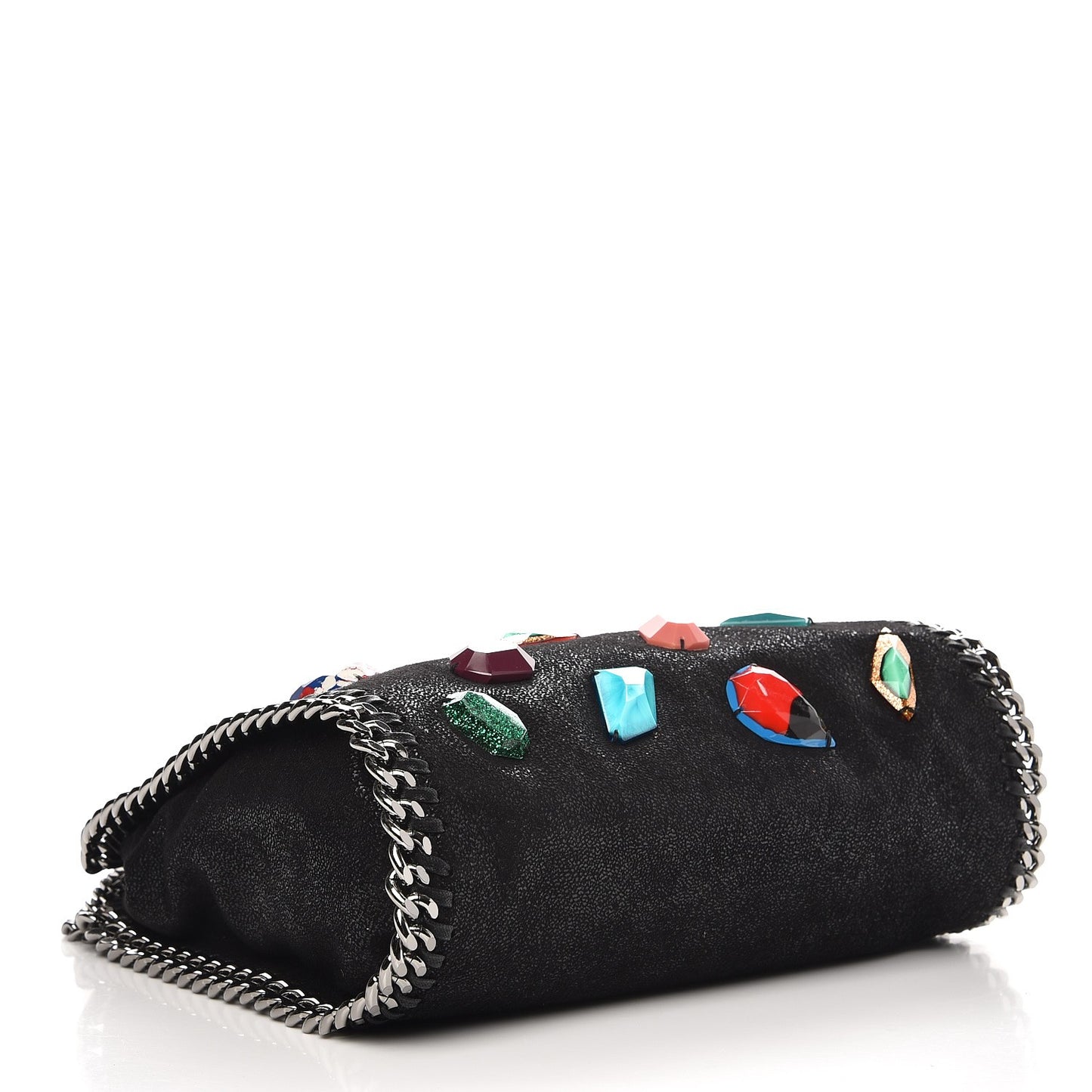 Shaggy Deer Mini Falabella Stone Embellished Crossbody Tote Black