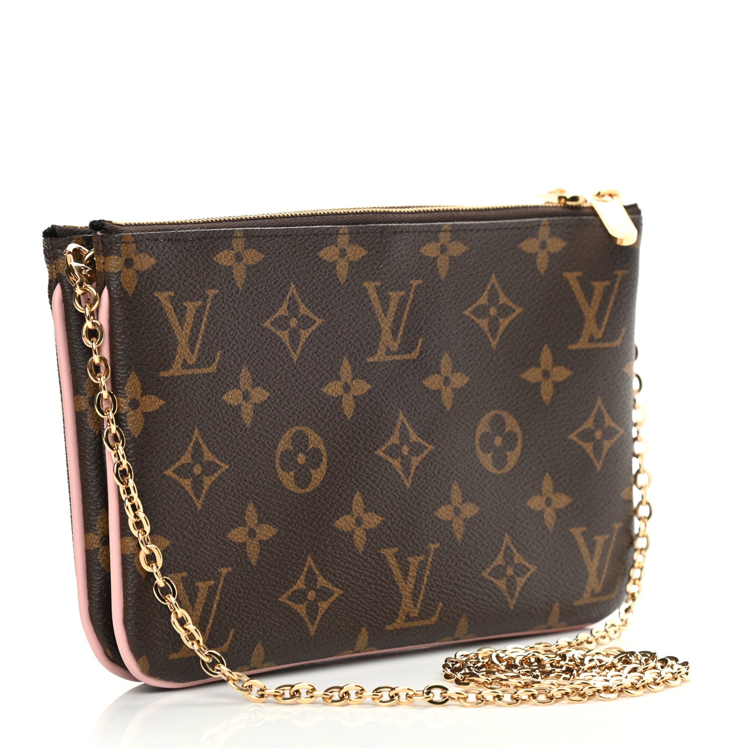 Louis Vuitton Monogram 2020 Christmas Animation Big Wheel Double Zip Pochette Rose Ballerine 3 of 12