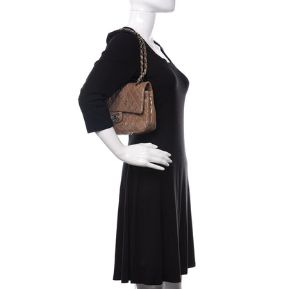 Chanel Crinkled Patent Quilted Medium Double Flap Brown 2 of 9