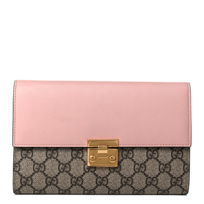 Gucci GG Supreme Monogram Calfskin Padlock Clutch Beige Perfect Pink 1 of 7