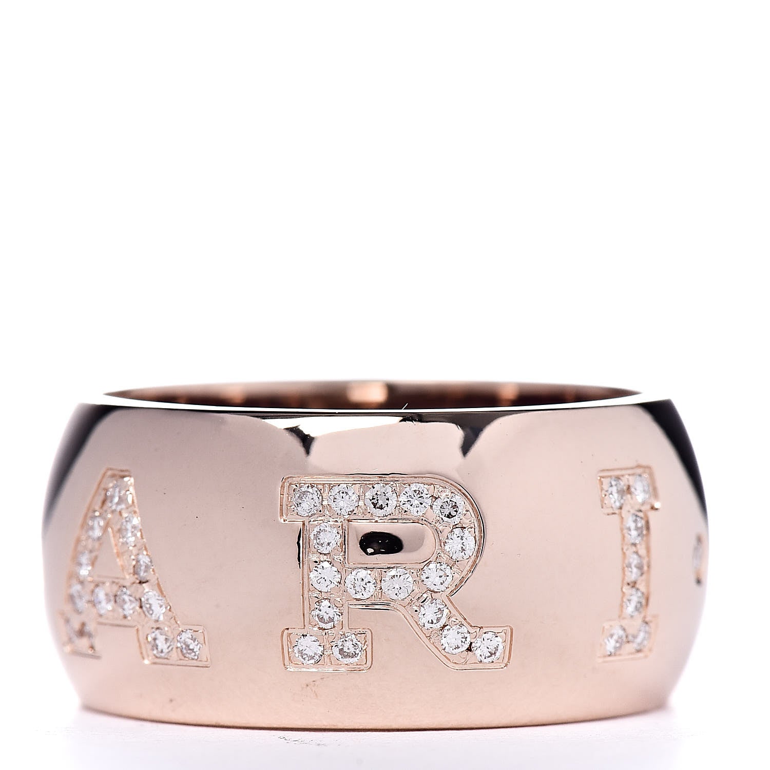 Bulgari 18K Rose Gold Diamond Monologo Pave Ring 54 6.75 3 of 4