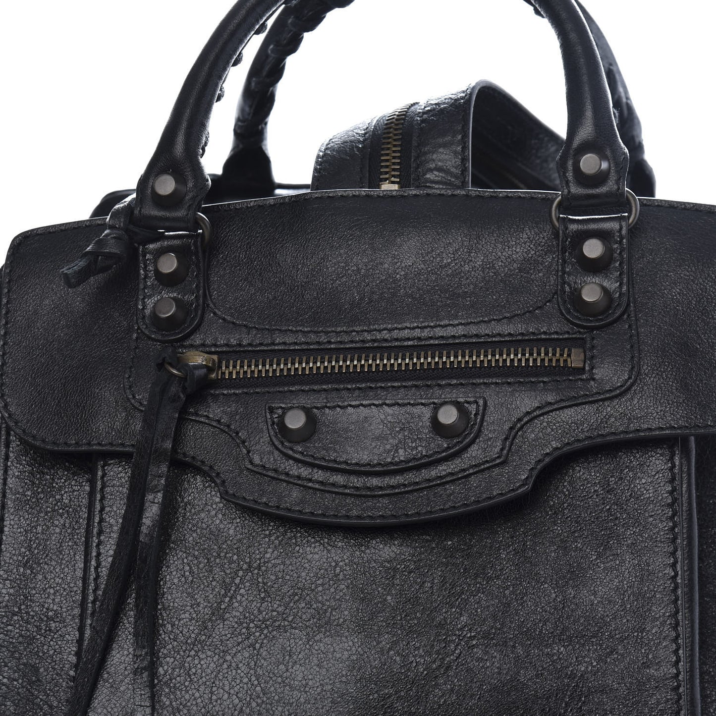 Agneau Classic Hardware Zip Traveler Backpack Black