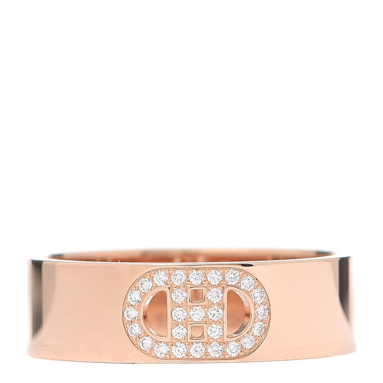 Hermes 18K Rose Gold Diamond PM H D'Ancre Ring 51 5.75 1 of 5