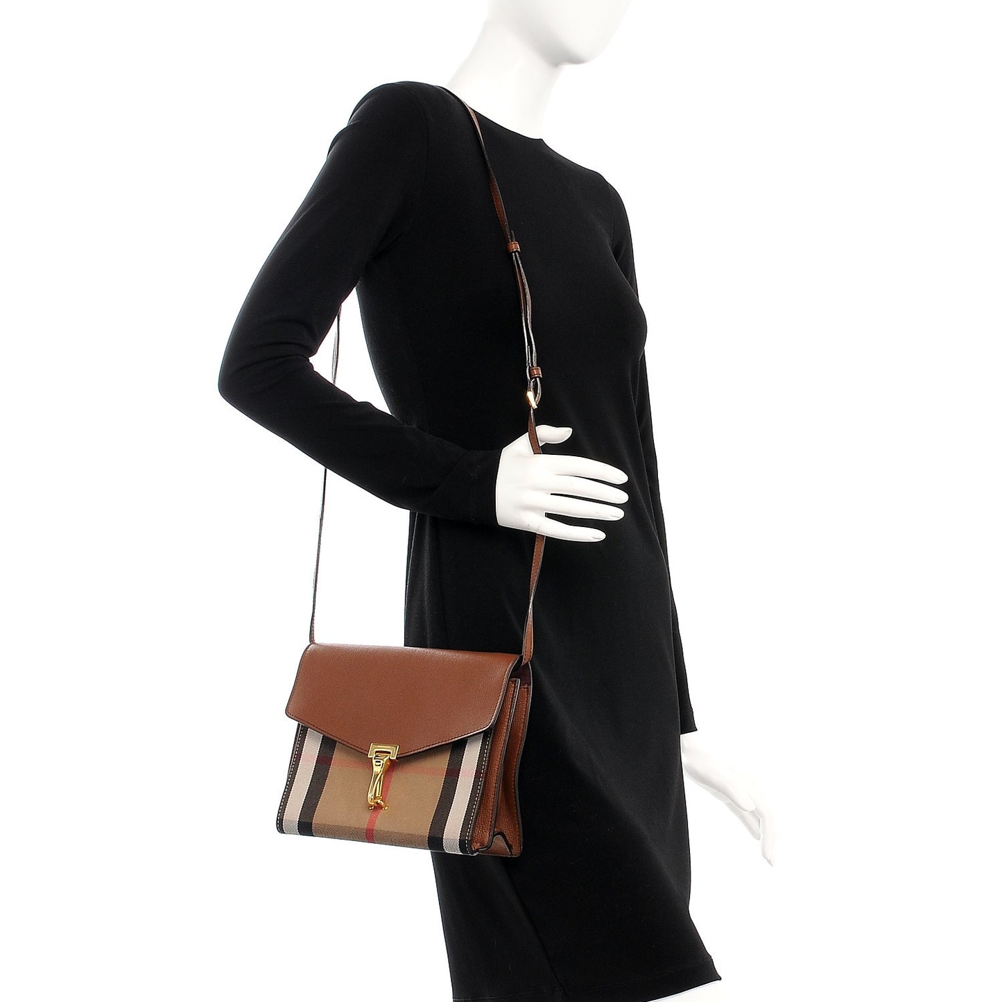 Derby Calfskin House Check Small Macken Crossbody Bag Tan
