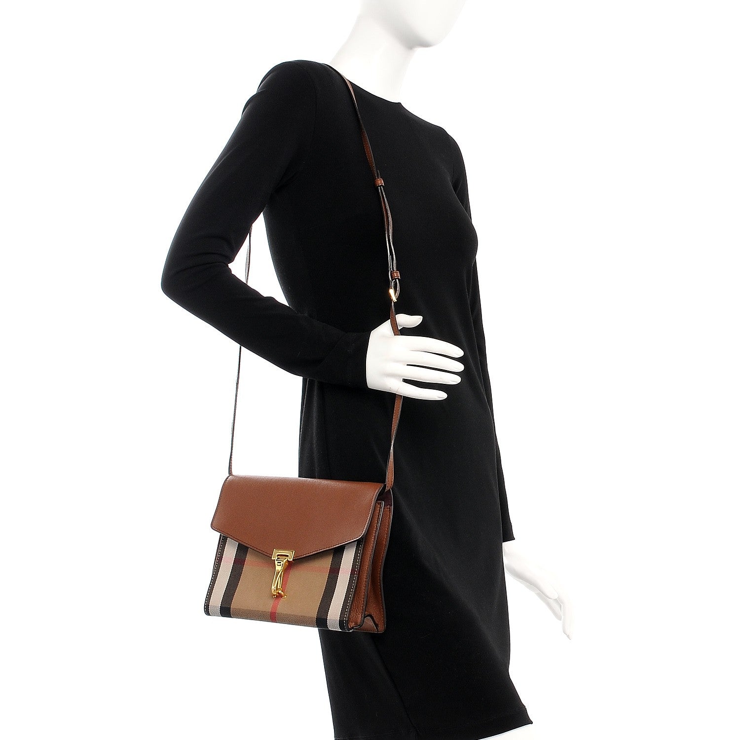 Burberry Derby Calfskin House Check Small Macken Crossbody Bag Tan 2 of 9