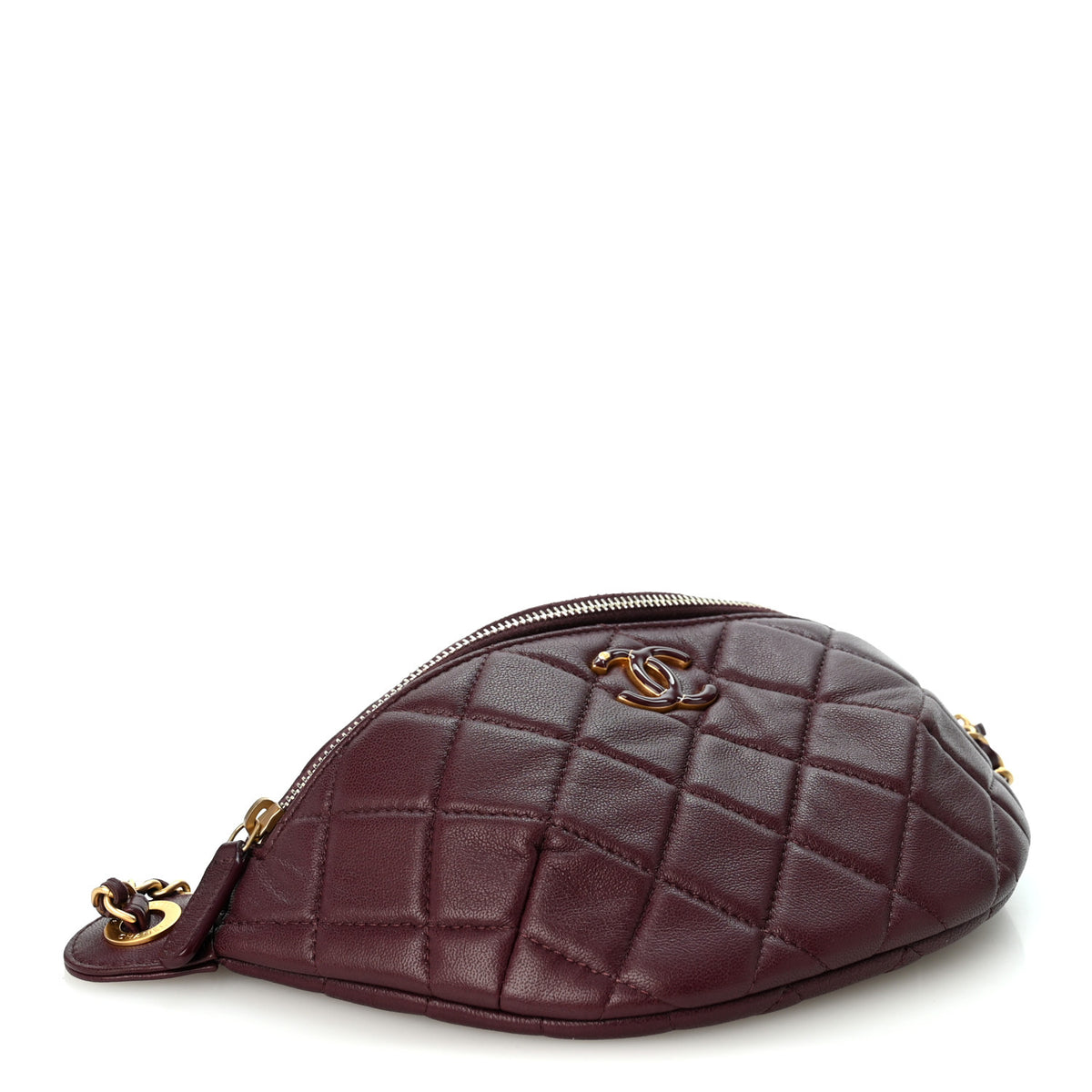 Chanel Shiny Lambskin Enamel Quilted Waist Bag Fanny Pack Burgundy 3 of 9