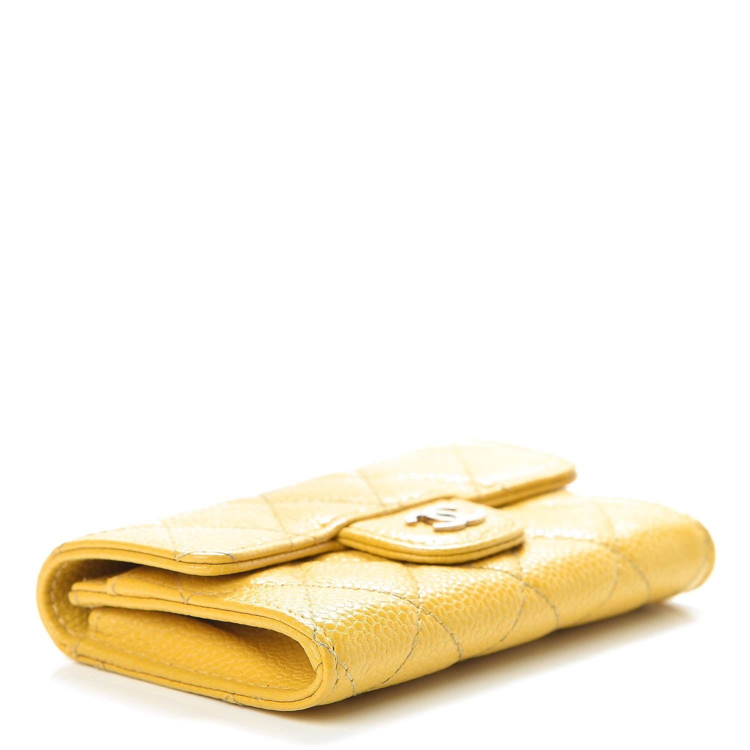 Chanel Caviar Quilted Flap Card Holder Yellow 4 of 10