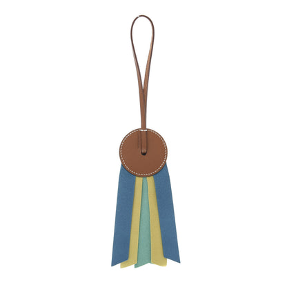 Hermes Vache Hunter Milo Lambskin Paddock Flot Bag Charm Natural Lime Menthe Bleu Izmir 3 of 5