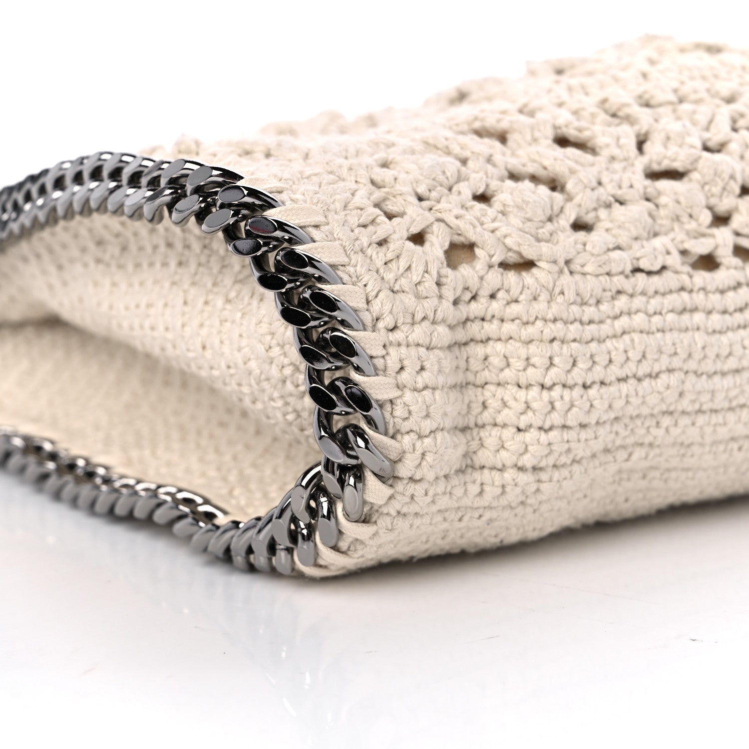Stella McCartney Cotton Crochet Falabella Ajouree Tote Bag White 7 of 9